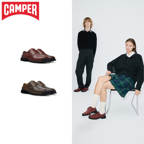 【新品】Camper看步女鞋Pix复古英伦风系带皮鞋优雅时尚德比鞋