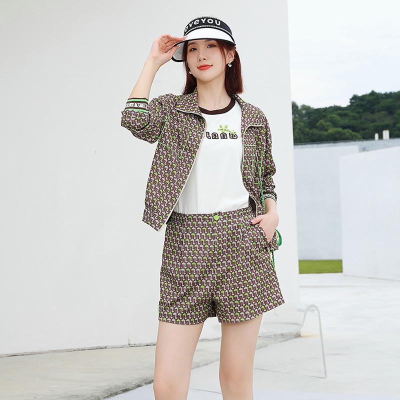 璞佳弘绿撞咖色外套单层轻薄拉链连帽女款长袖短款防晒衣