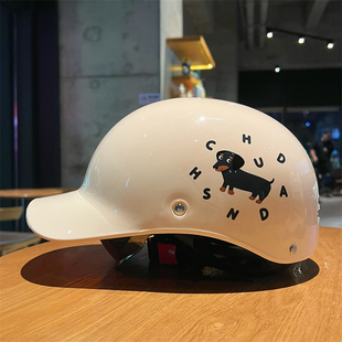 小黑狗鸭舌帽新国标3C电动车头盔可爱卡通安全帽女款潮防晒摩托车