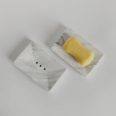 北欧简约天然大理石肥皂托盒酒店浴室卫生间阳台三孔香皂碟