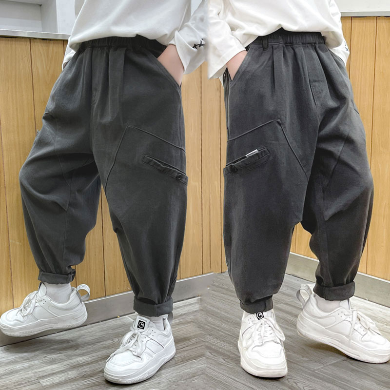 男童裤子秋冬款2025新款大童时髦加肥长裤灯笼裤儿童炸街哈伦裤潮