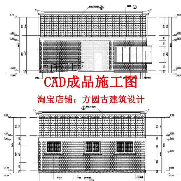 997#古建筑cad施工图    仿古公共卫生间厕所建筑CAD成品施工图