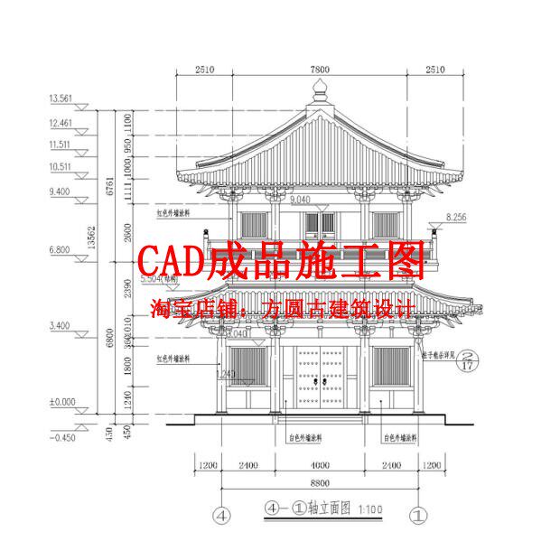 410#古建筑cad施工图  仿唐钟鼓楼建筑+结构+电气CAD成品施工图