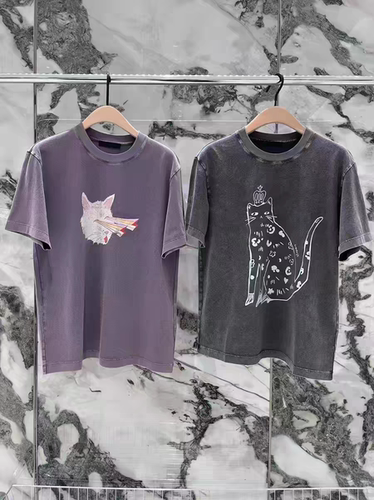 MO正品短袖T恤2026春新品阿苏特染长绒棉小猫印花烫钻MBF1TEE033
