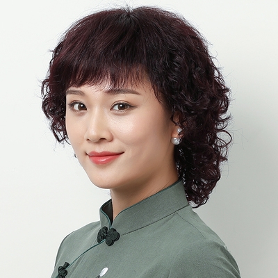 新假发女中长发长卷发发型中年妈妈真发自然短发时尚真人发丝全头