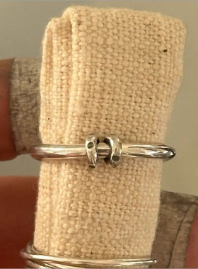 百搭清冷感马蹄双环戒指女vintage精致高级感指环小众设计食指戒