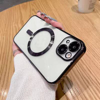 适用于Transparent Magsafe Case iPhone14 Pro Max 13 12 11 XSMAX XR X 78Plus SE2 Wireless Charge Cover