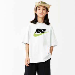 短袖 潮牌男童t恤2025夏季 圆领纯棉宽松儿童中大童女洋气运动上衣