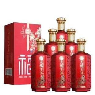 金六福兼香型白酒六福呈祥福瑞吉祥50.8度500ml6瓶整箱送礼喜宴红