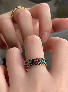 复古戒指做旧拼接宫廷风气质个性时尚设计感小众独特精致百搭戒