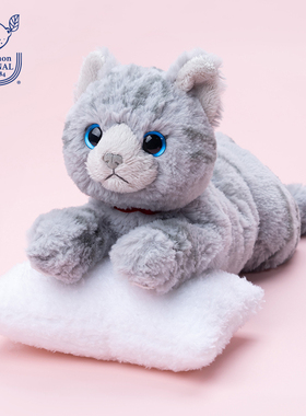 sunlemon仿真猫咪毛绒玩偶美短猫娃娃灰条纹公仔儿童玩具生日礼物