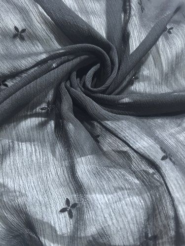 4米x1.45米轻飘飘的雪纺肌理纹提花透肉黑色，重90克一米A032