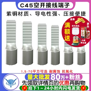 C45空开接线端子紫铜线鼻子冷压端子空气开关插针插片电线并线耳