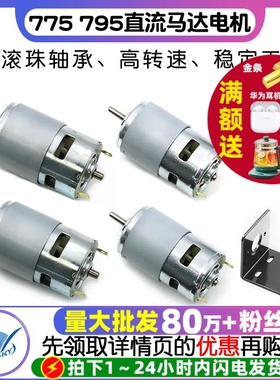 775 795直流马达电机双滚珠轴承高转速大扭力 吹风机电动机12V24V