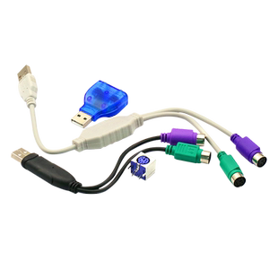 PS2插座公转USB母转接头PS2公圆头鼠标键盘接口转换器USB转PS2转