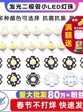 高亮大功率1W3W5W发光二极管小LED灯珠粒手电筒灯珠强光正白蓝光