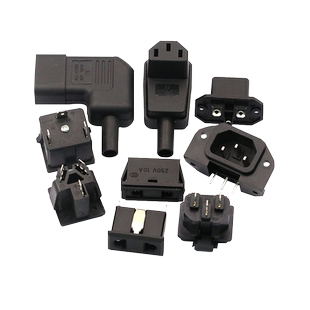 纯铜 三芯品字插头插座 公/母头电源线接口 开关带灯AC电源插头