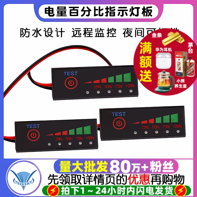 三元/铁锂/铅酸电瓶电量显示器