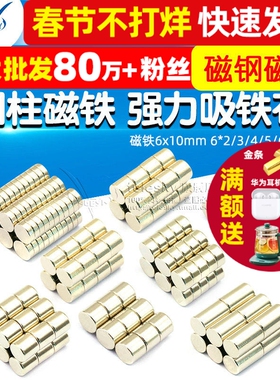 磁铁6x10mm 6*2/3/4/5/6mm 强磁 圆柱磁铁 强力吸铁石 磁钢磁石