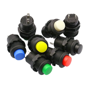 按钮开关圆形圆型带锁自锁无锁自复位回弹按键红色DS-428摁钮12MM