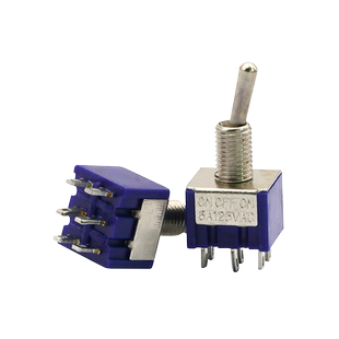 钮子开关 摇臂 六脚三档 摇动 双联 203 6A125V 3A250V 6脚3档
