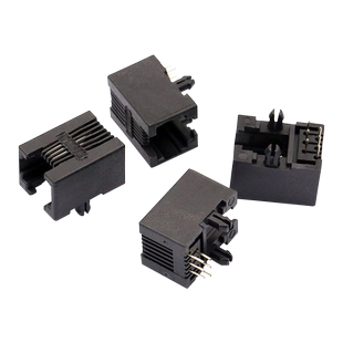 RJ11插座 95001-6P6C母座 RJ12电话插座90度6芯水晶头座（5个）