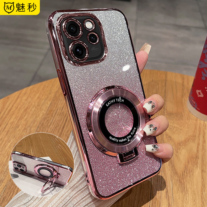 适用opporeno15promax手机壳新款闪粉带支架reno15pro国际海外版硅胶保护套轻薄时尚男女新款高级感防摔软壳