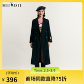 双排扣长款 谜底戗驳领长风衣女2023秋新款 复古时尚 外套233ME1038