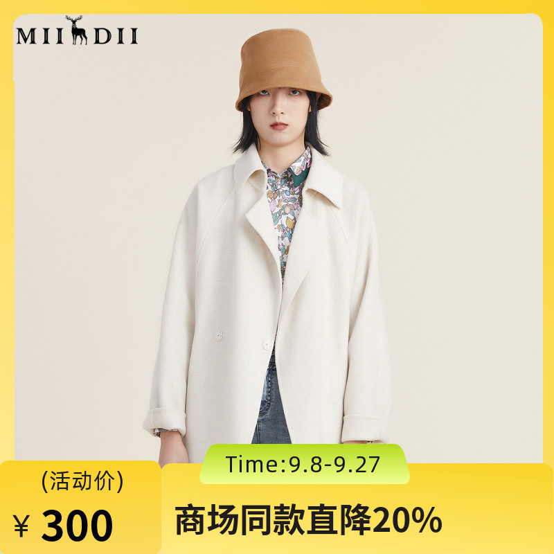 【高端系列】谜底2022秋新款时尚西装领宽松毛呢大衣女223GD1131图片