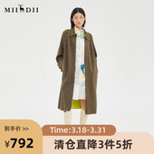 宽松毛呢外套女229MD6200 双面呢大衣中长款 谜底2022冬季 新品