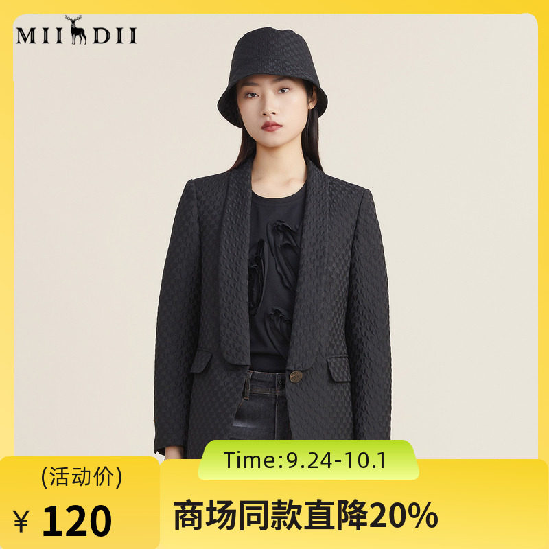 【高端系列】谜底2022秋款爱心压格职场帅气西装外套女223GE1165图片