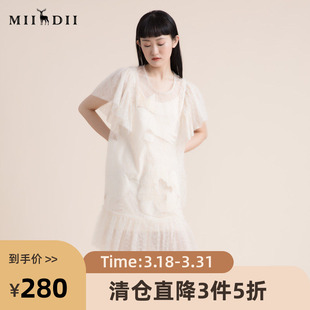 蕾丝仙女裙222GL0597 高订质感刺绣泡泡袖 谜底连衣裙2022夏季 新款