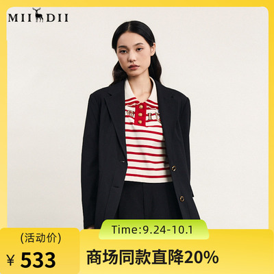谜底西装外套女2024春季新款通勤风职场宽松中长款西服241MW0164