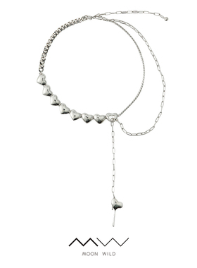 爱心项链女轻奢设计拼接链条暗黑甜酷风辣妹锁骨颈链204YX0045