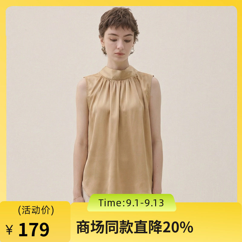 谜底飘带领上衣无袖2026年夏季新品光泽优雅衬衫背心女266MS6013图片