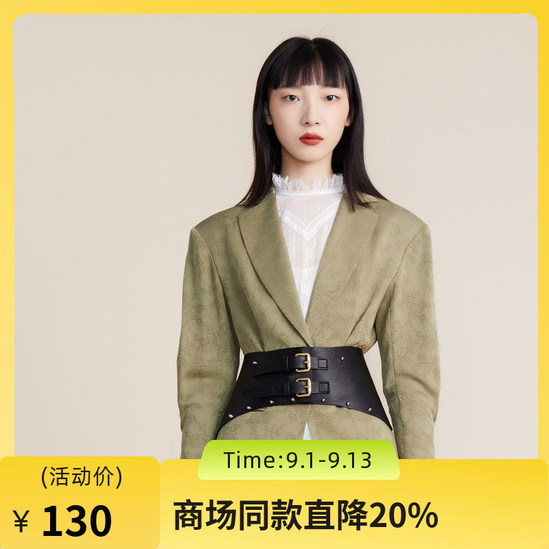 谜底2022春秋新款高端系列复古时尚宽肩窄腰西服外套女221GW0098图片