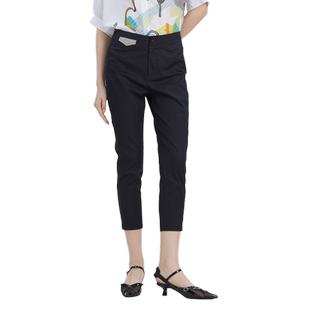 谜底修身铅笔裤九分裤2023夏新款简约百搭紧身小脚裤女232MK0655