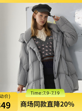 谜底中长款羽绒服女2024冬新品简约时尚宽松加厚鹅绒服244MY1643