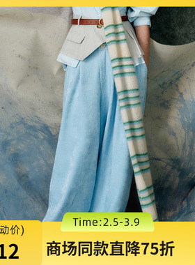 谜底卫裤阔腿裤女2025春新品时尚休闲风宽松丝绒感长裤251MK0053