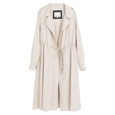 谜底纯色长款风衣女2023