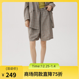 子243MK1125 通勤风复古高腰透气裤 谜底格纹五分裤 女士2024秋新品