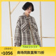 大衣女2025春新品 谜底格纹衬衫 式 复古风粗花呢格子外套251MD0010