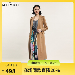 谜底长款风衣女2024春款时尚气质西装领双排扣宽松外套241ME0136