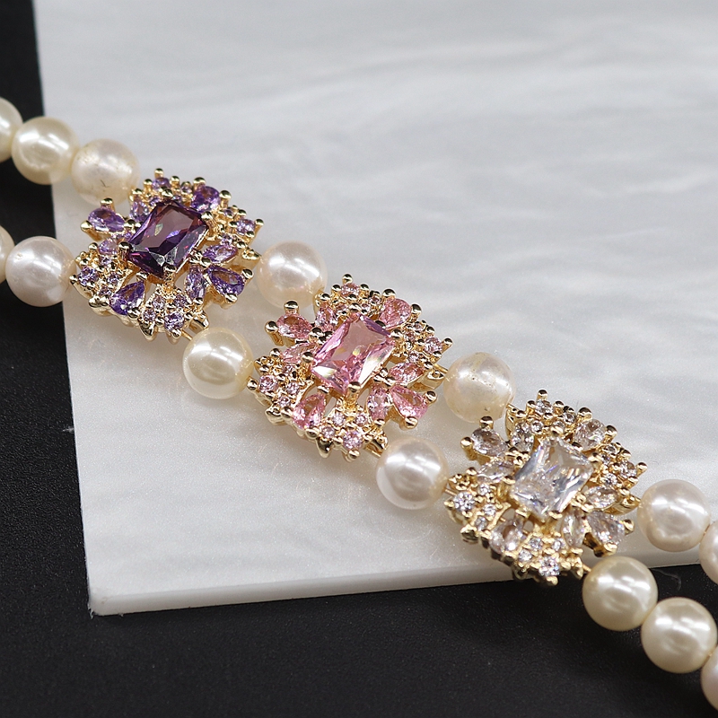 铜镀真金保色锆石镶嵌方钻