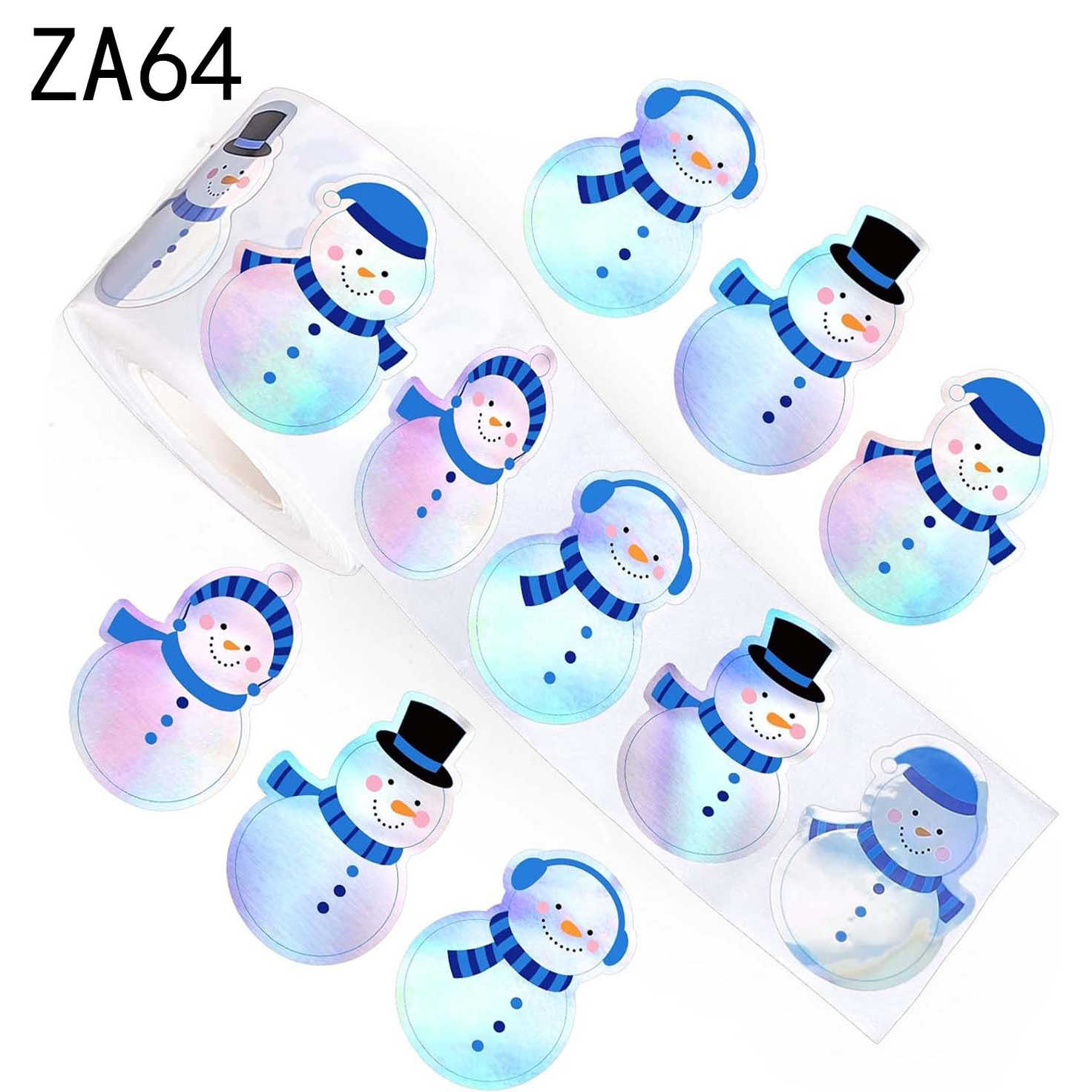 500张/卷圣诞节日装饰雪人镭射贴纸diy烘焙礼盒装饰封口标签贴画