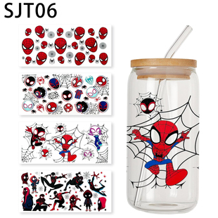 4张/包UV DTF 杯套转印贴玻璃杯子瓶子保温杯装饰防水乙烯基贴纸