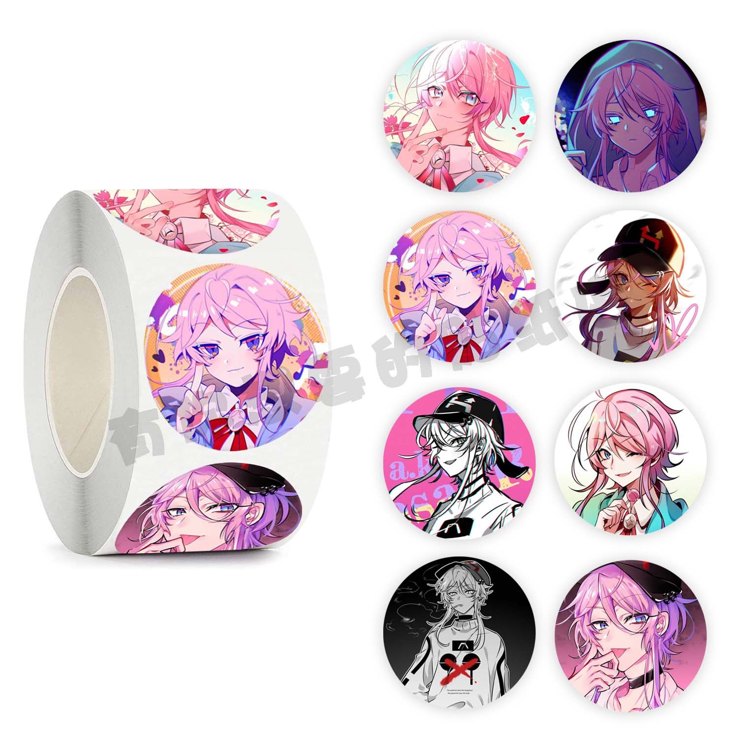 500贴/卷动漫催眠麦克风饴村乱数人物贴纸谷子手账礼品包装装饰贴