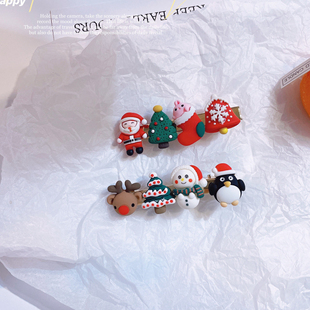 圣诞节发夹卡通圣诞老人麋鹿创意发夹儿童刘海碎发夹后脑勺夹子