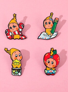 可爱星星人金属徽章创意个性卡通人物合金胸针衣服包包装饰品