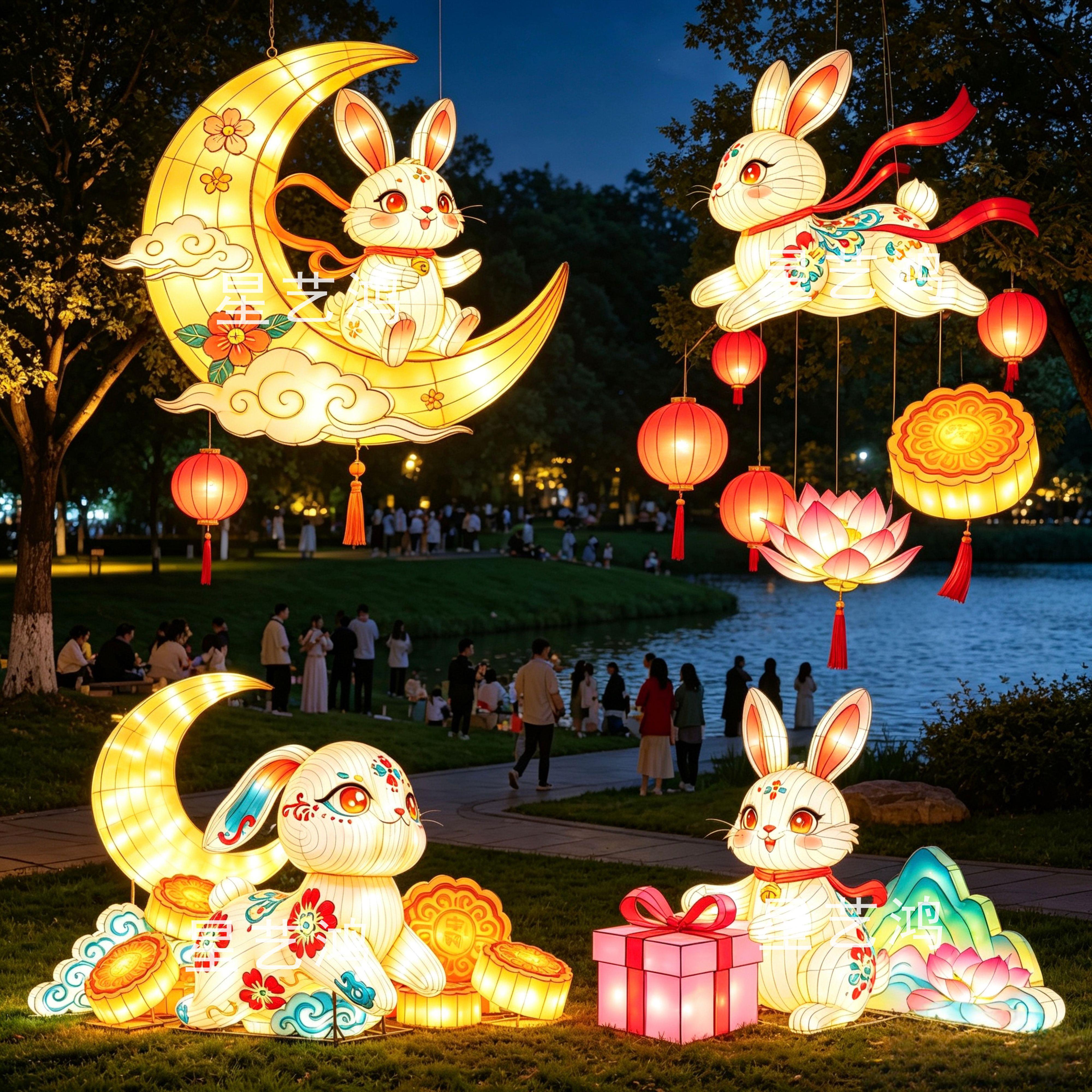 定制大型中秋花灯兔子灯图片